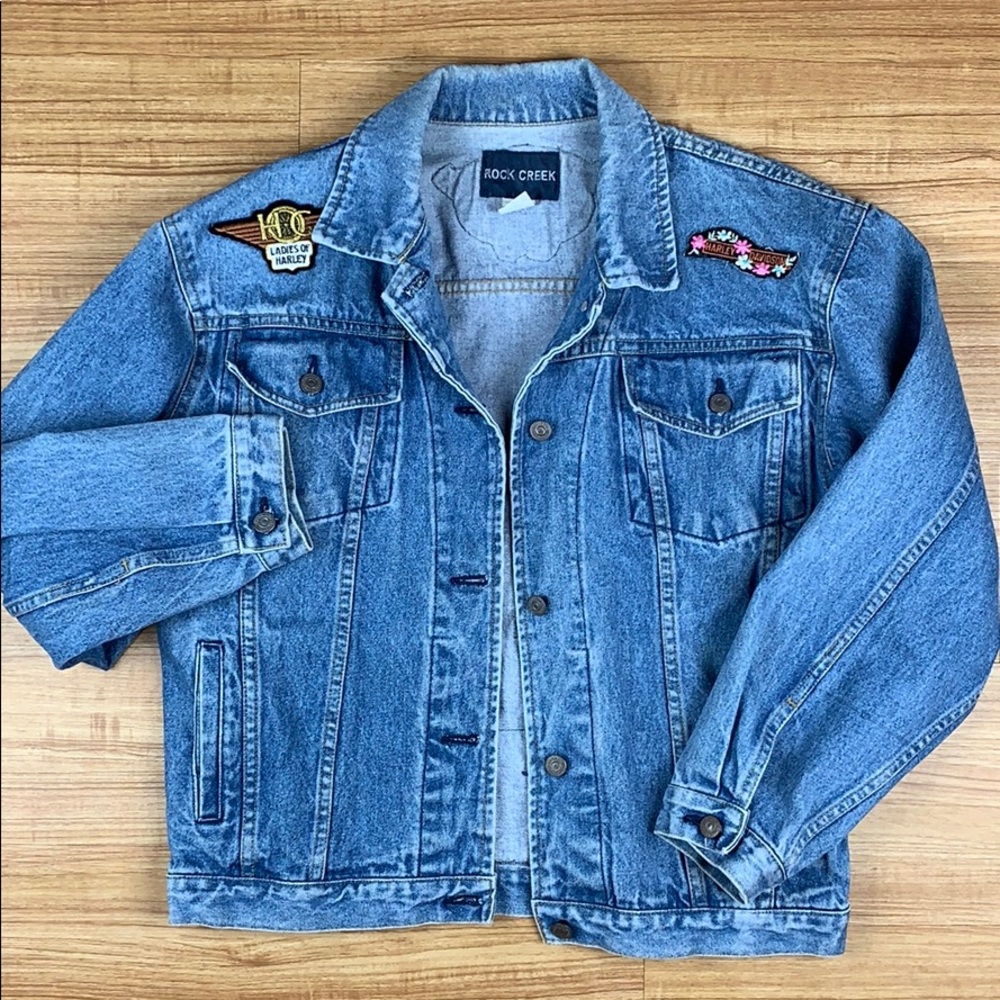Harley Davidson Vintage Patch Denim Jean Jacket M - Picture 2 of 7